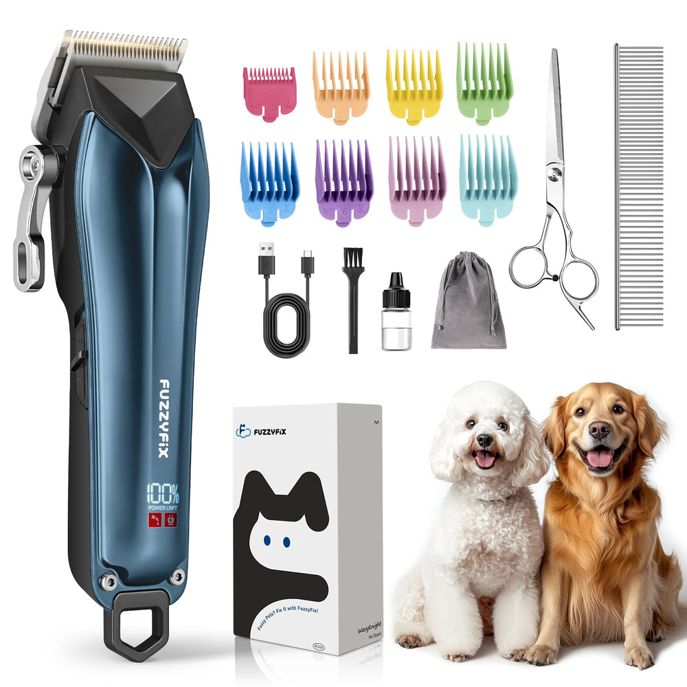 FuzzyFix dog clippers with detachable blade for quick cleaning and versatile grooming.