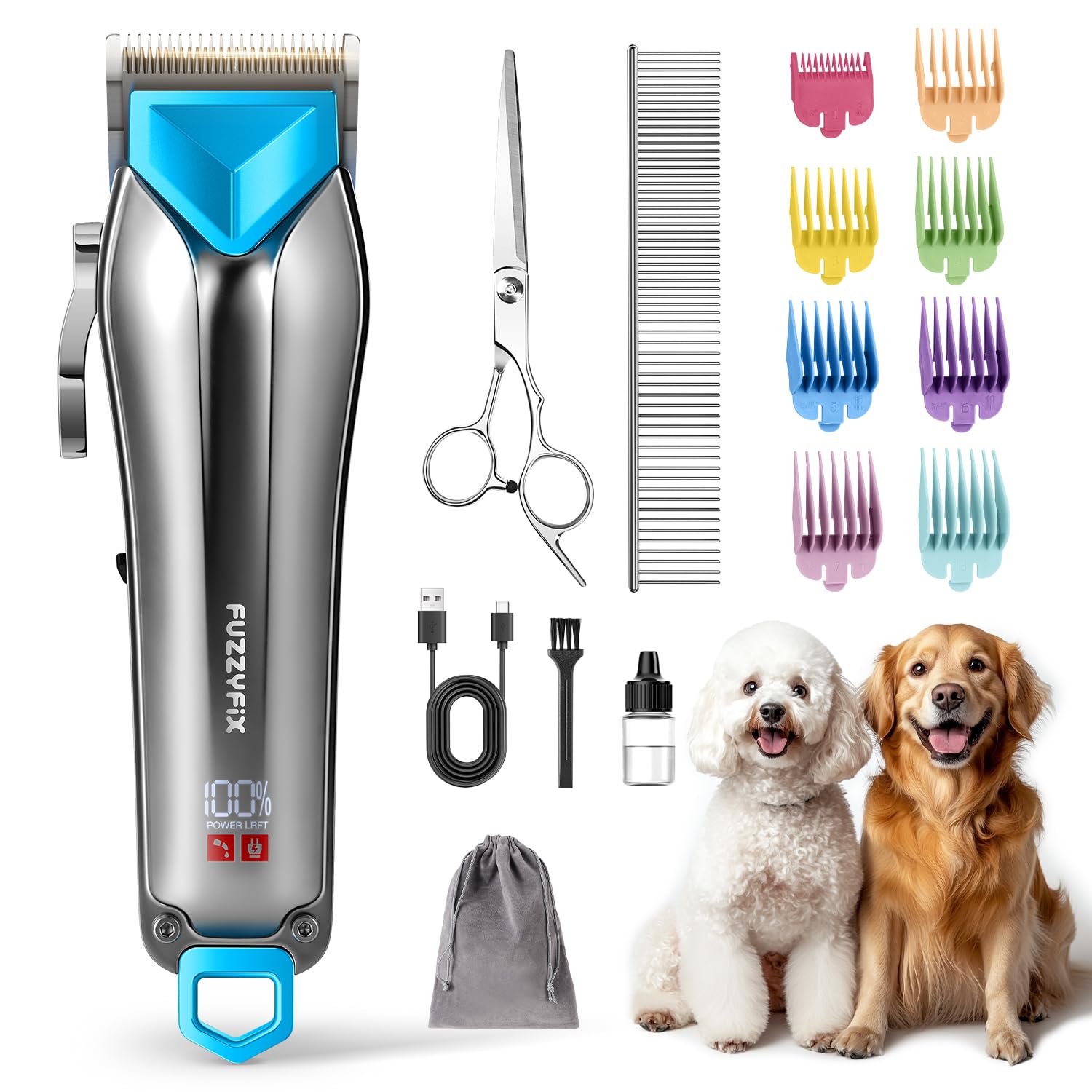 FuzzyFix dog clippers with detachable blade for quick maintenance and precision.