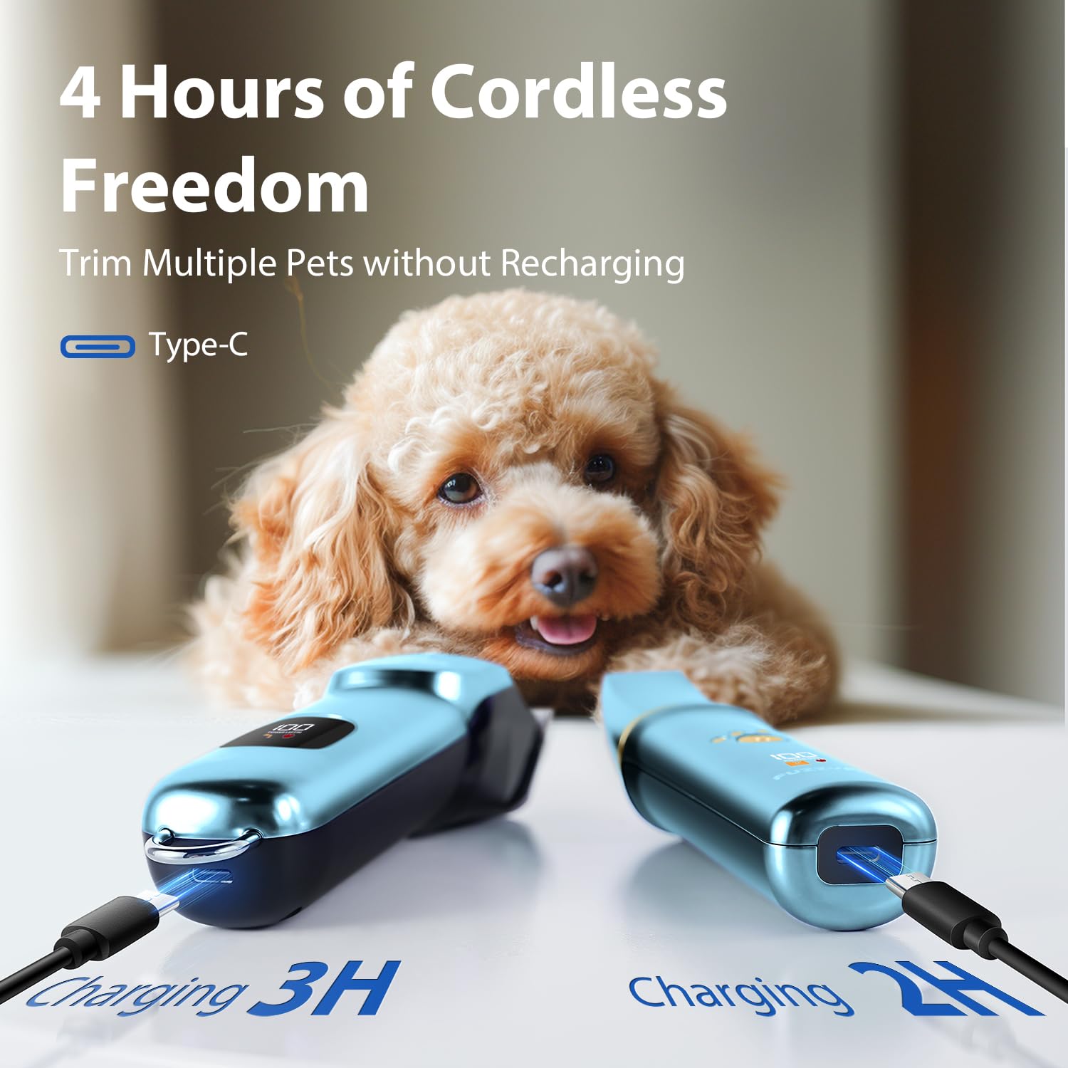 FuzzyFix cordless up to 4 hours for multi-pet sessions