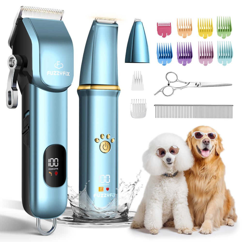 FuzzyFix dog grooming kit dual clippers for efficient large-area trimming