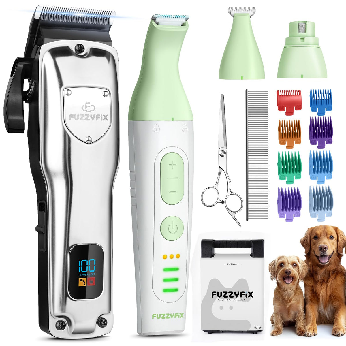 FuzzyFix dog grooming kit full body care in action for versatile coats.