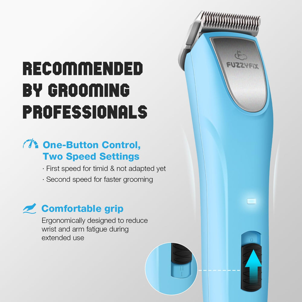 FuzzyFix long-running battery delivers up to four hours of cordless grooming.