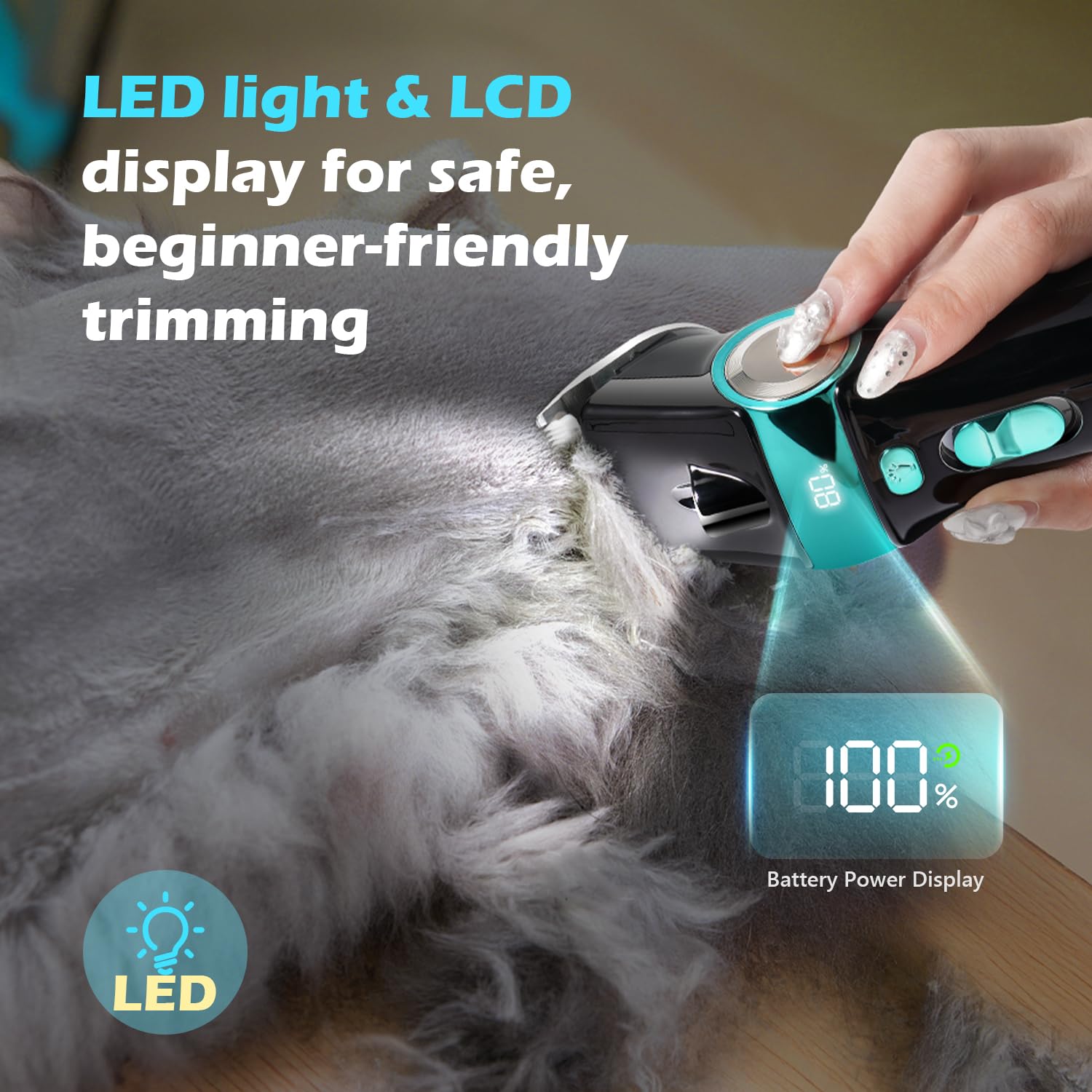 FuzzyFix LED-lit precision helps visibility during night grooming sessions.
