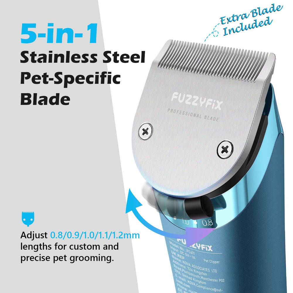 Cordless setup with storage case for on-the-go grooming with FuzzyFix.
