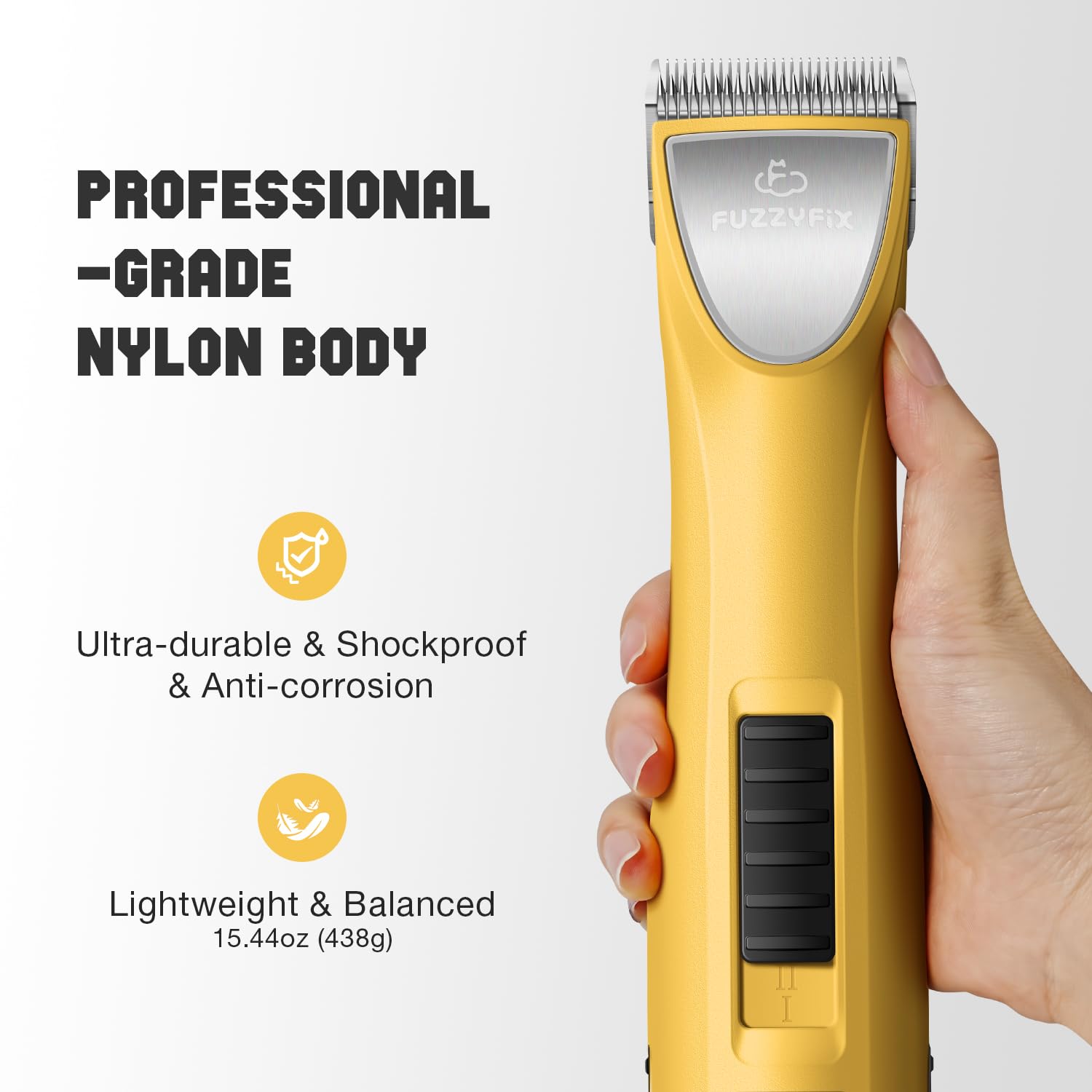 FuzzyFix dog clippers durable removable blades ensure easy cleaning.