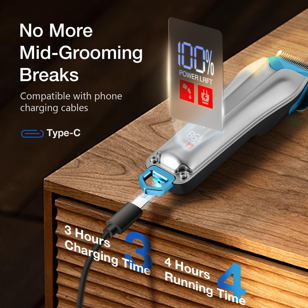 FuzzyFix ultra-quiet clipper performing grooming with low vibration.