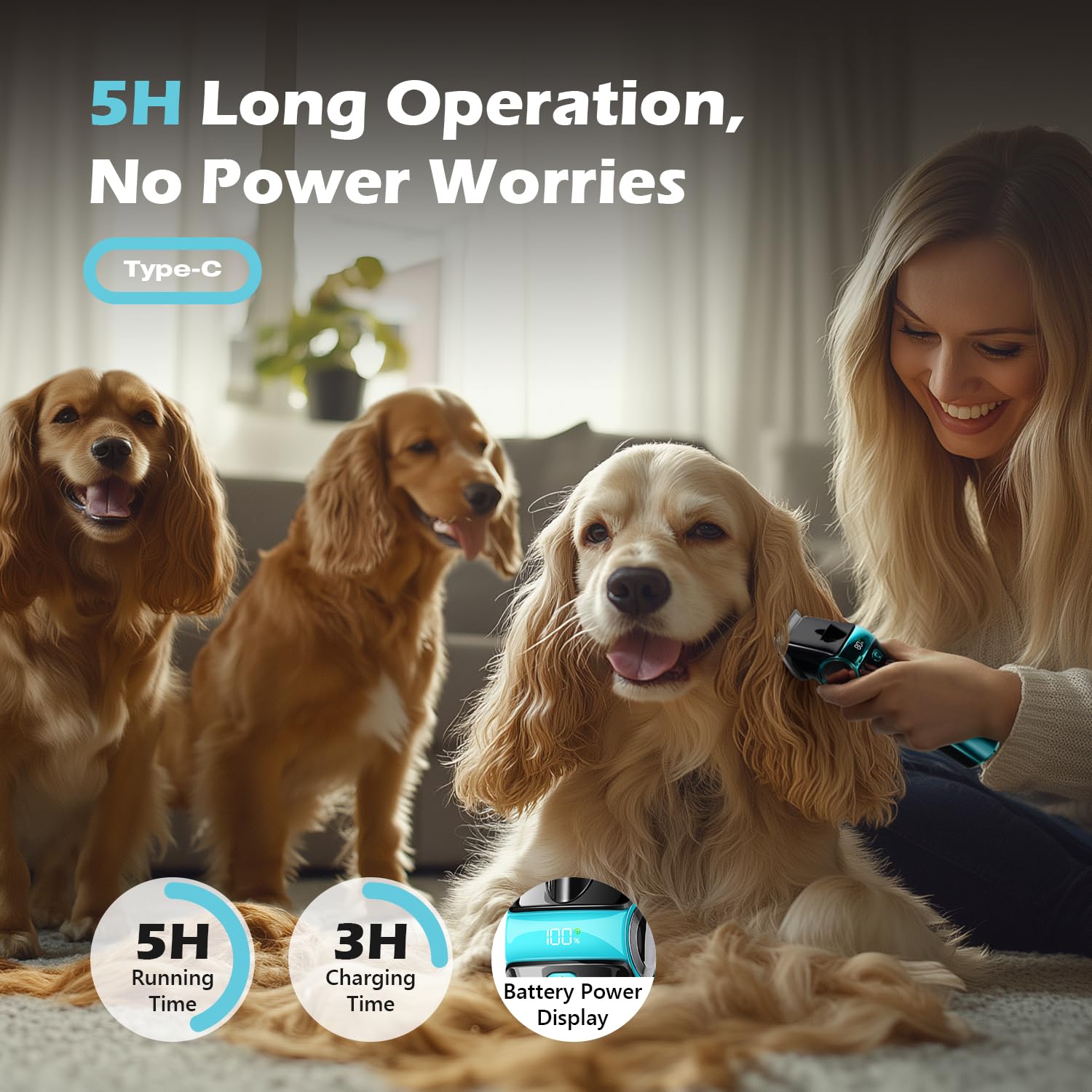 FuzzyFix wireless grooming with battery level display