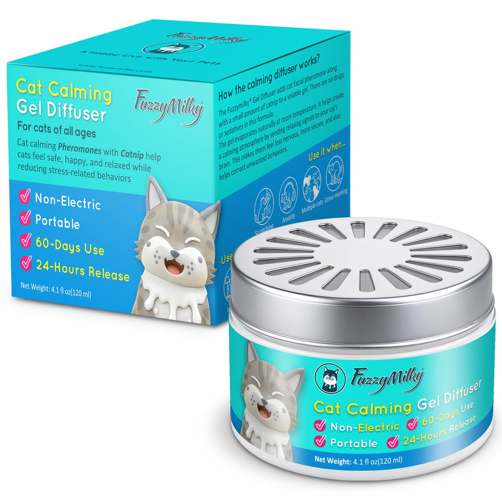 FuzzyMilky Cat Pheromone Diffuser Gel bottle releasing calming scent for cats