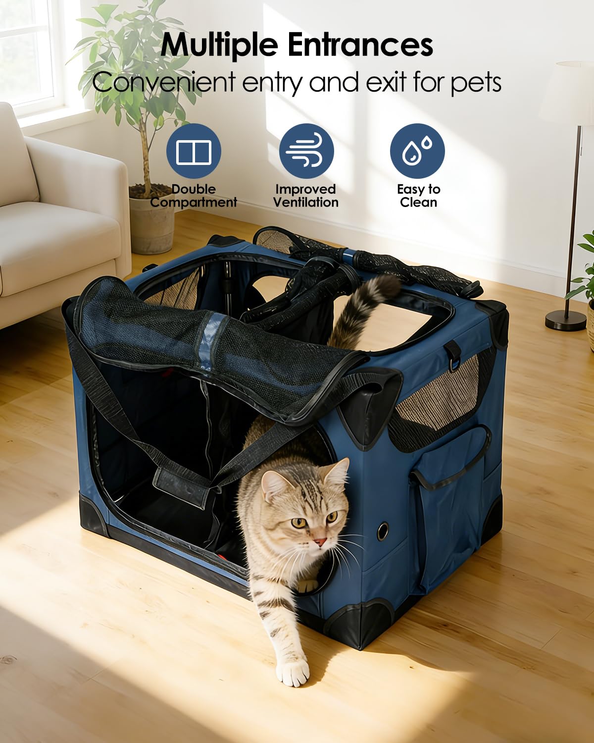 FuzzyNest carrier side pockets store treats and toys for quick access