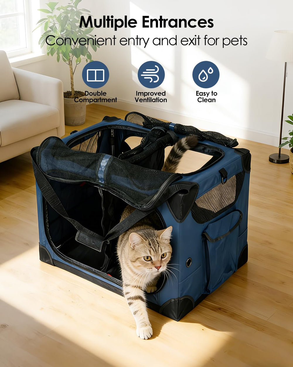 FuzzyNest carrier side pockets store treats and toys for quick access
