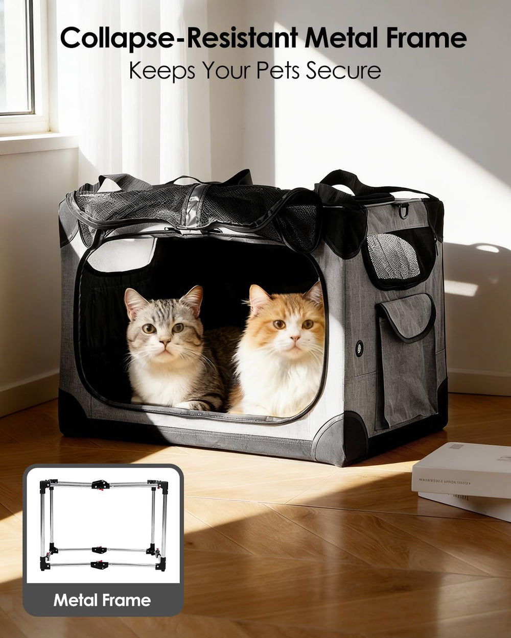 FuzzyNest XL cat carrier folded flat for easy storage and transport.