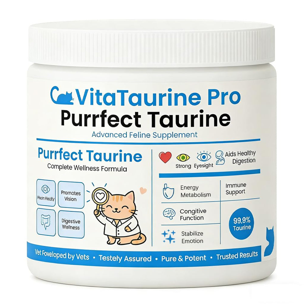 FW ZONE VitaTaurine Pro bottle closeup for pure taurine supporting cat heart and eye vitality.