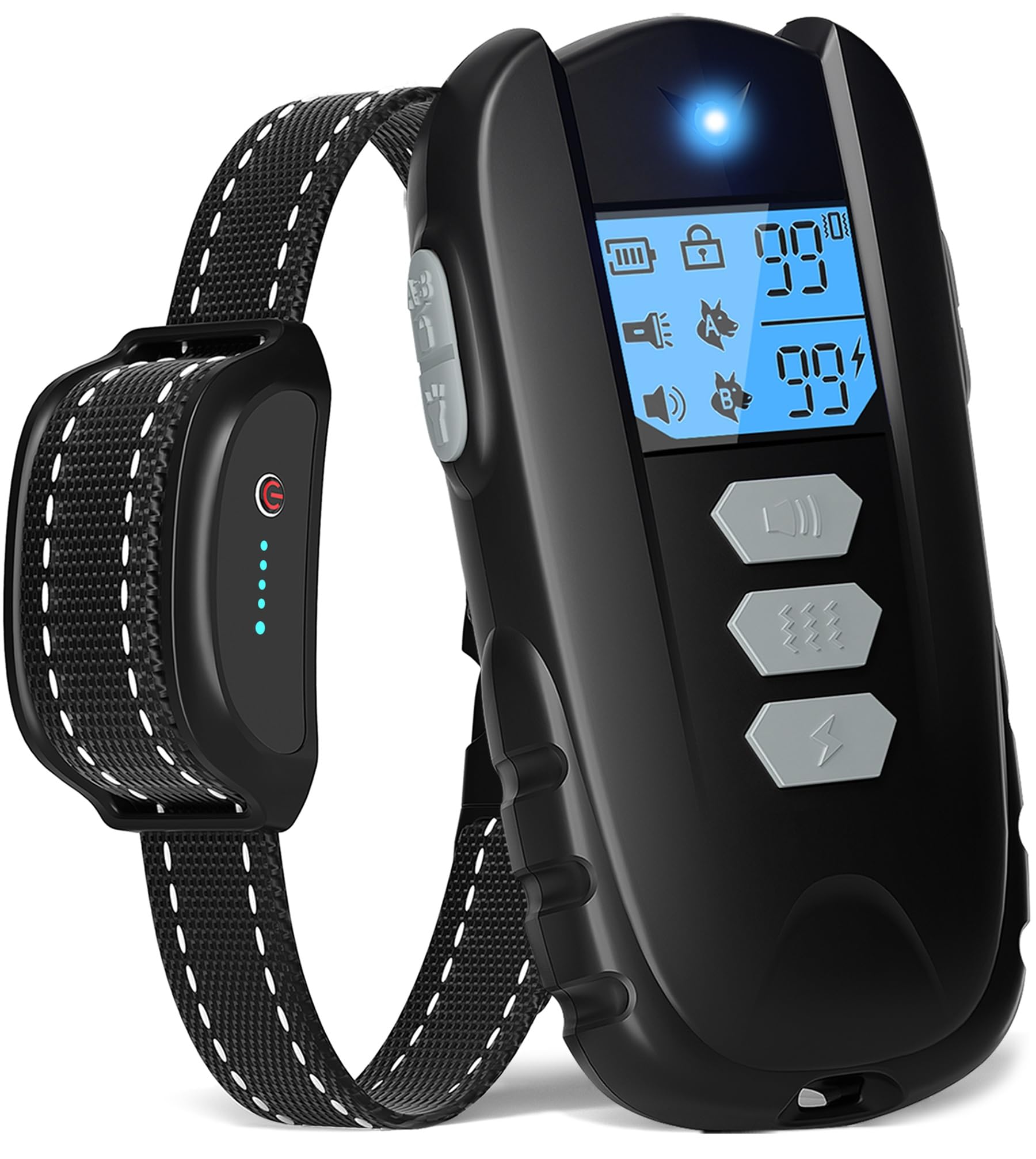 FWQEFVA dog shock collar remote for precise training and barking control.