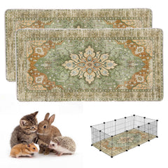 FXO washable guinea pig pee pad in green floral protects cages and absorbs spills.
