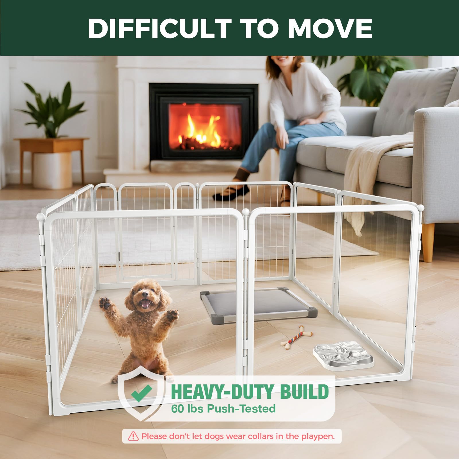 FXW AuraSpace Pro wire mesh frame provides sturdy support for safe puppy play