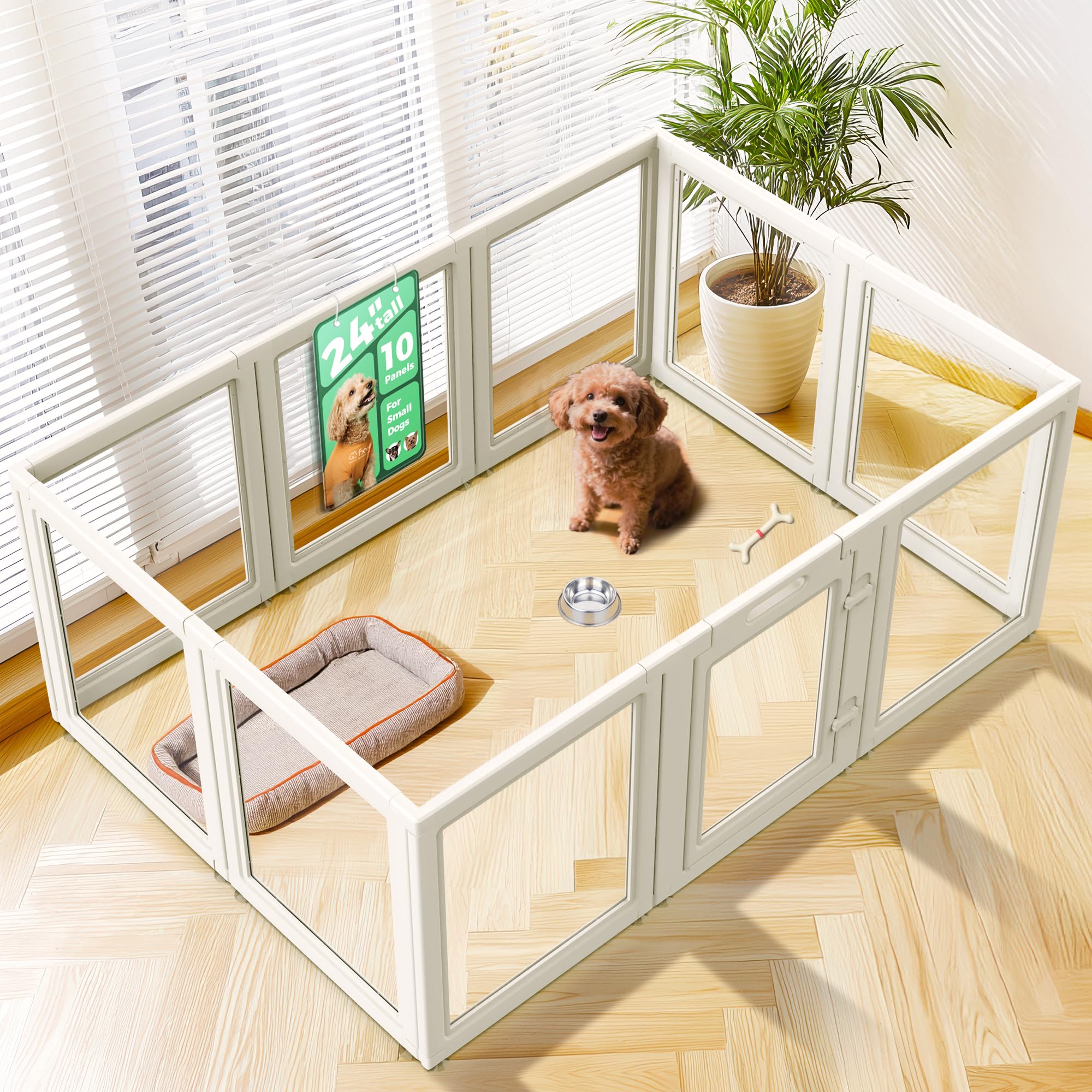 FXW AuraSpace 24in dog playpen setup showing two-area layout for flexible play.