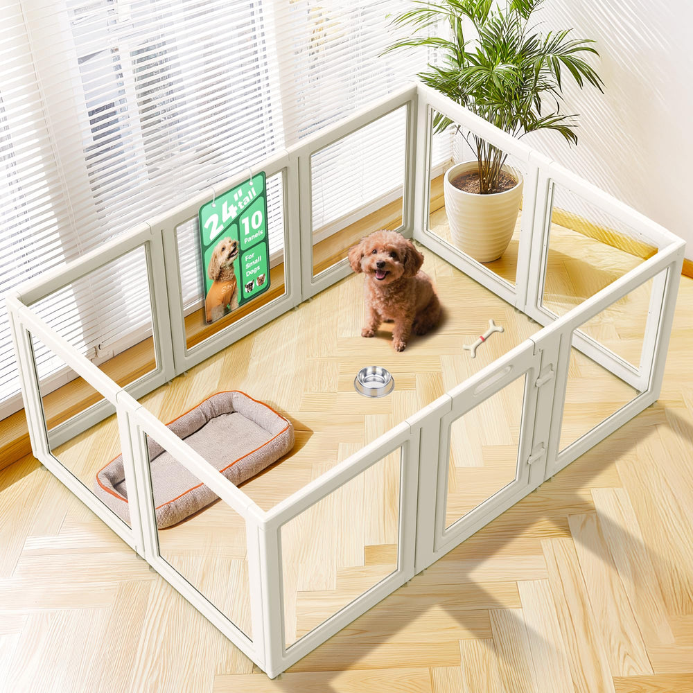 FXW AuraSpace 24in dog playpen setup showing two-area layout for flexible play.