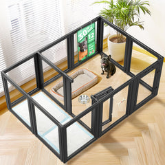 FXW AuraSpace panels form a versatile indoor dog play area.