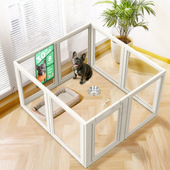 FXW AuraSpace playpen front view shows secure eight-panel design for small and medium dogs.