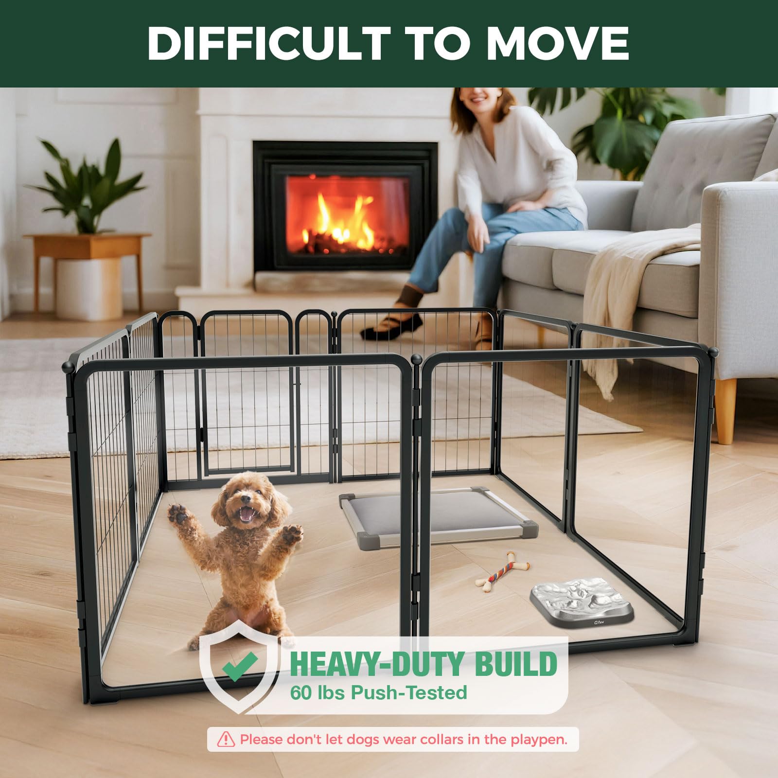 FXW AuraSpace Pro wire mesh panel front view maintains safe, open sightlines for small dogs.
