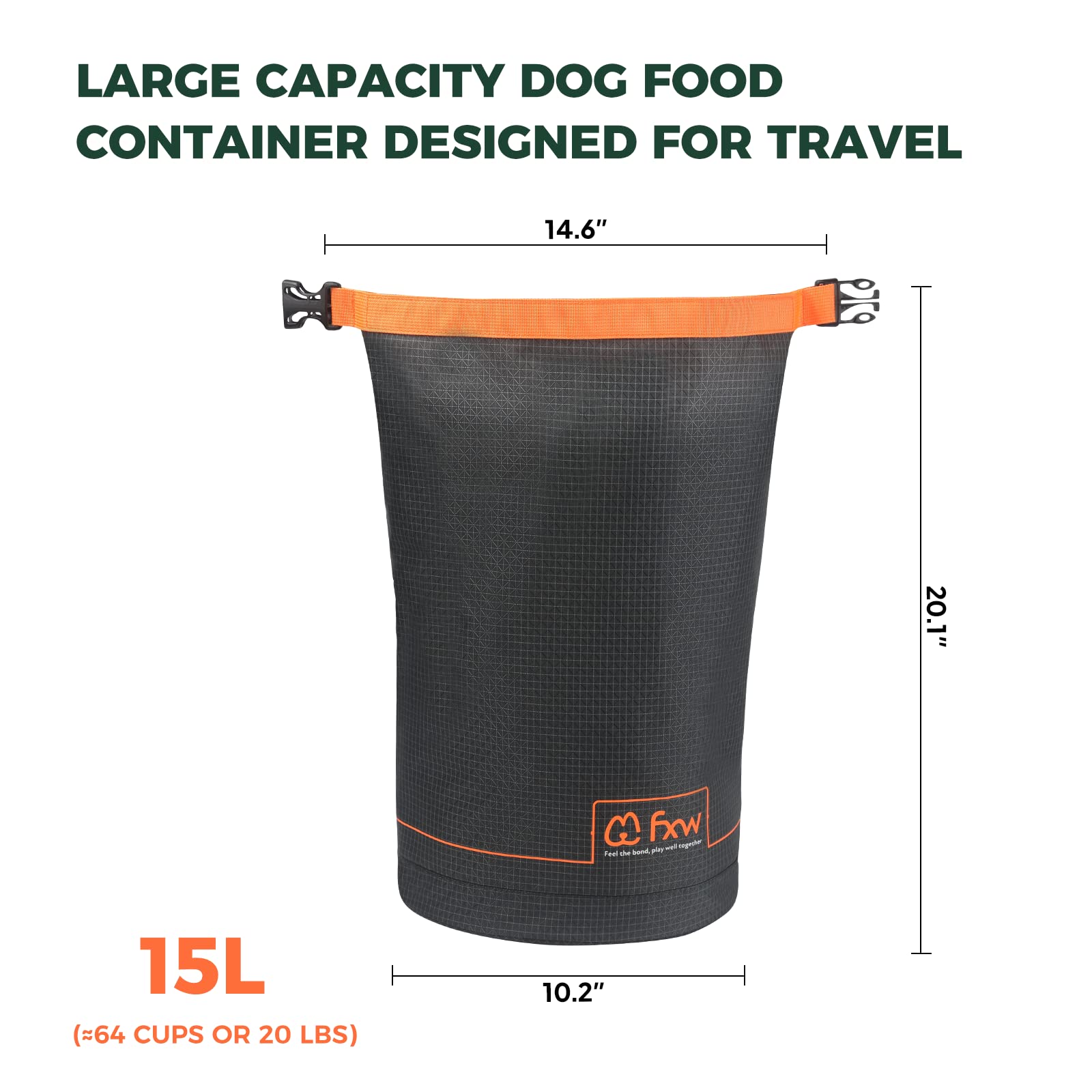FXW dog food travel bag interior pocket keeps treats, bowls, and leashes organized