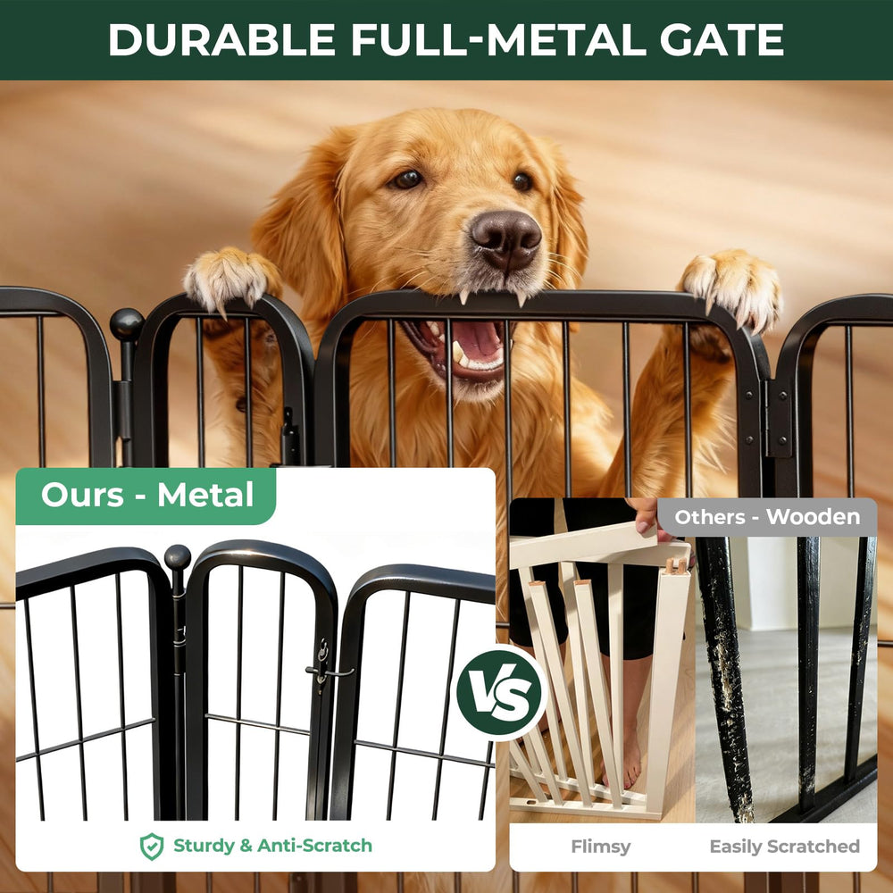 FXW gate shows adjustable width up to 165 inches for flexible layouts.
