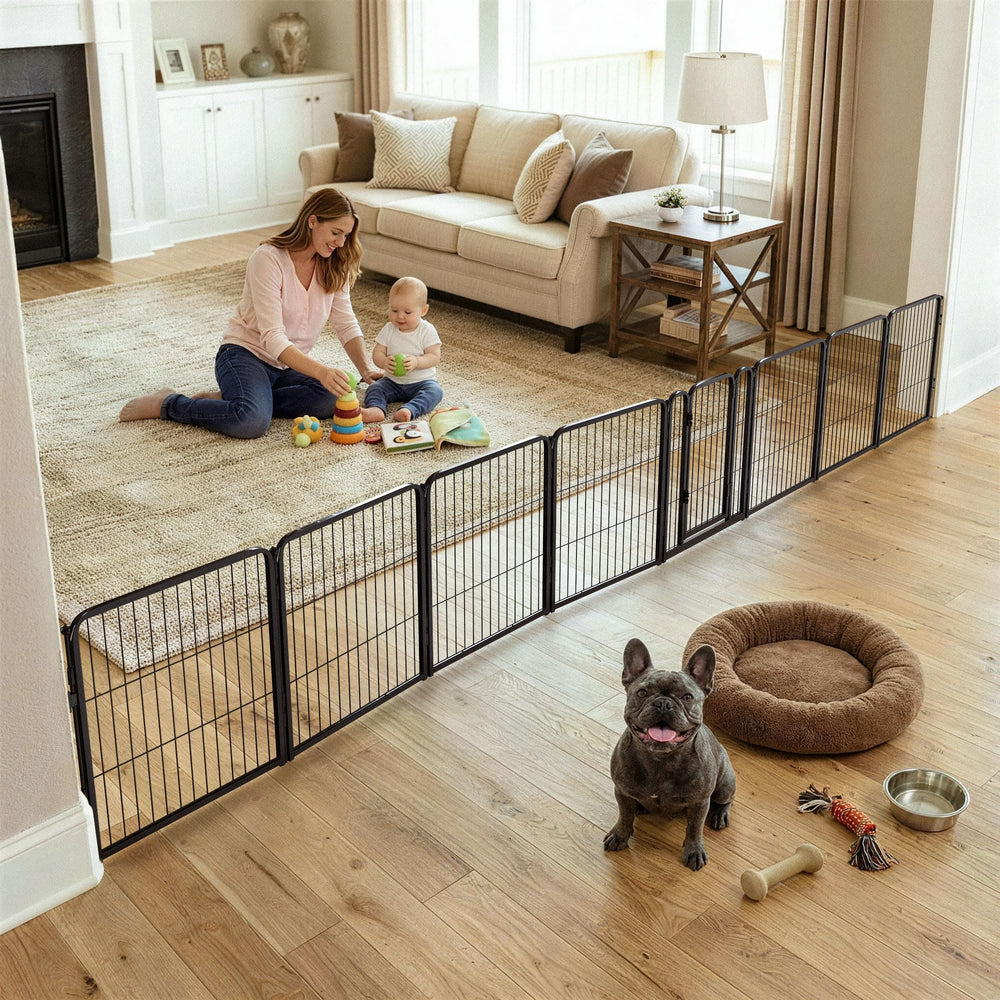 FXW Dog Gate shown in an indoor doorway offering a safe, supervised space.