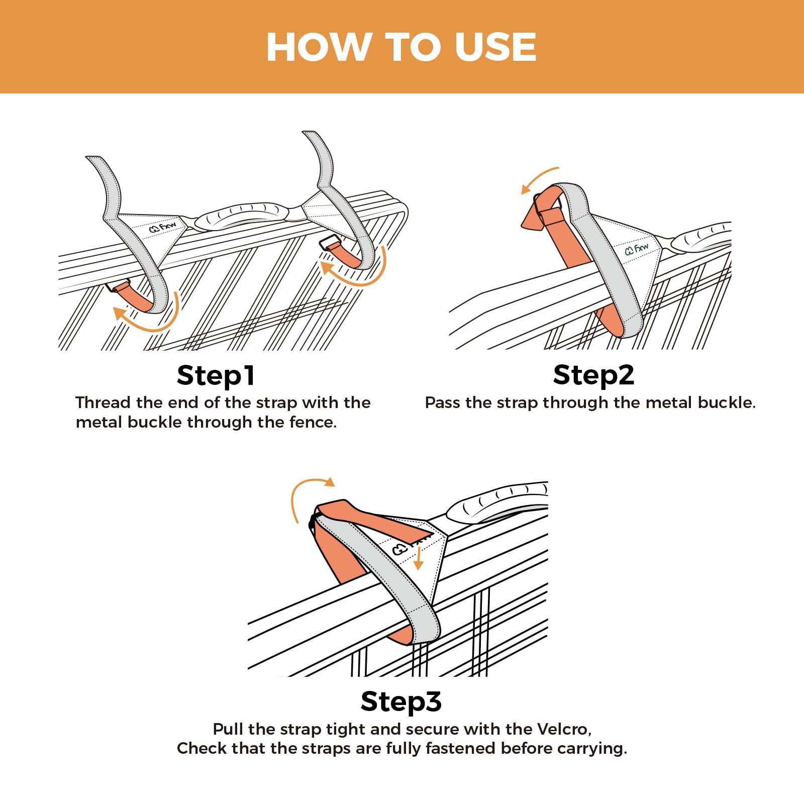 FXW Easy-Carry Straps stowage demonstrating quick 3-step storage.
