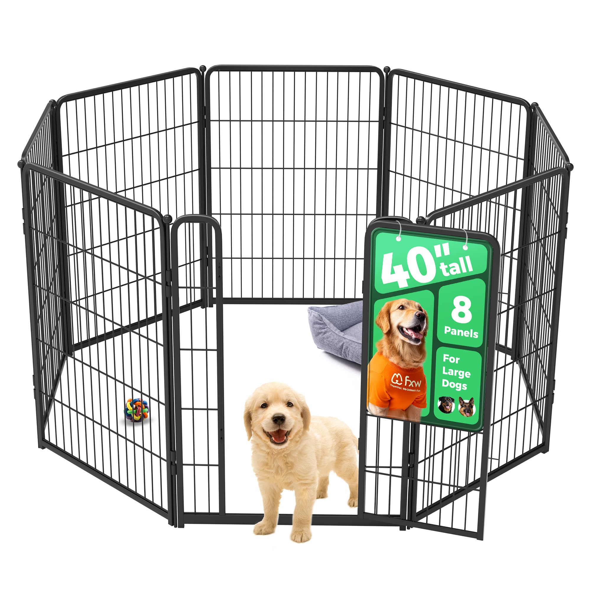 FXW Homeplus Unleashed 40-inch playpen with durable metal frame for long-lasting use.