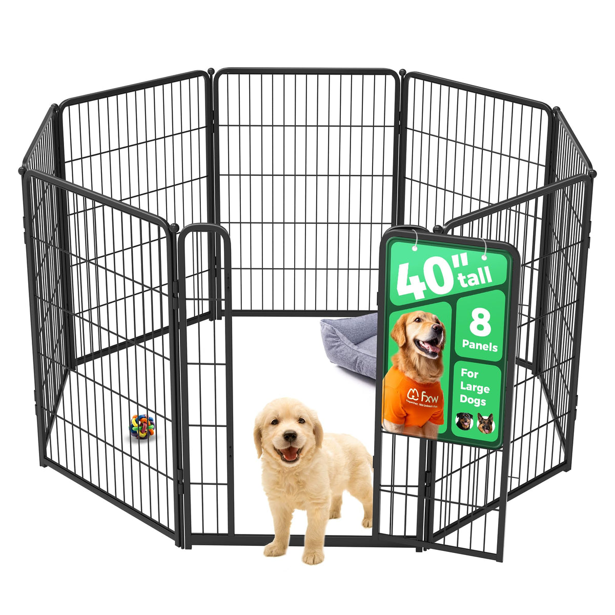 FXW Homeplus Unleashed 40-inch playpen with durable metal frame for long-lasting use.