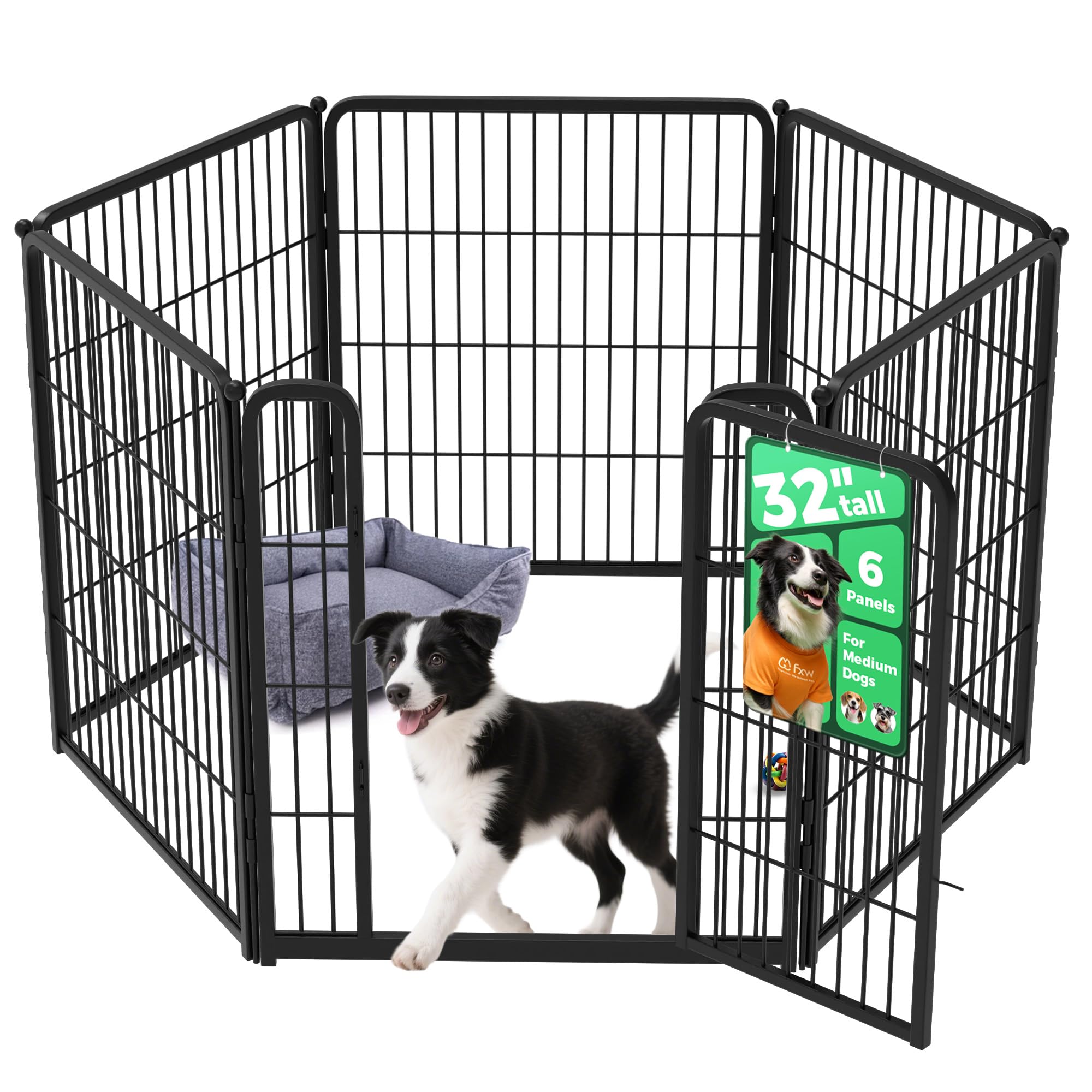 FXW Homeplus Unleashed indoor dog playpen front view showing safe containment for small and medium dogs.