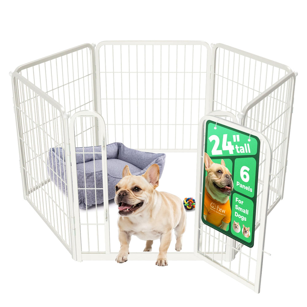 FXW Homeplus Unleashed six-panel playpen front view for small dogs.