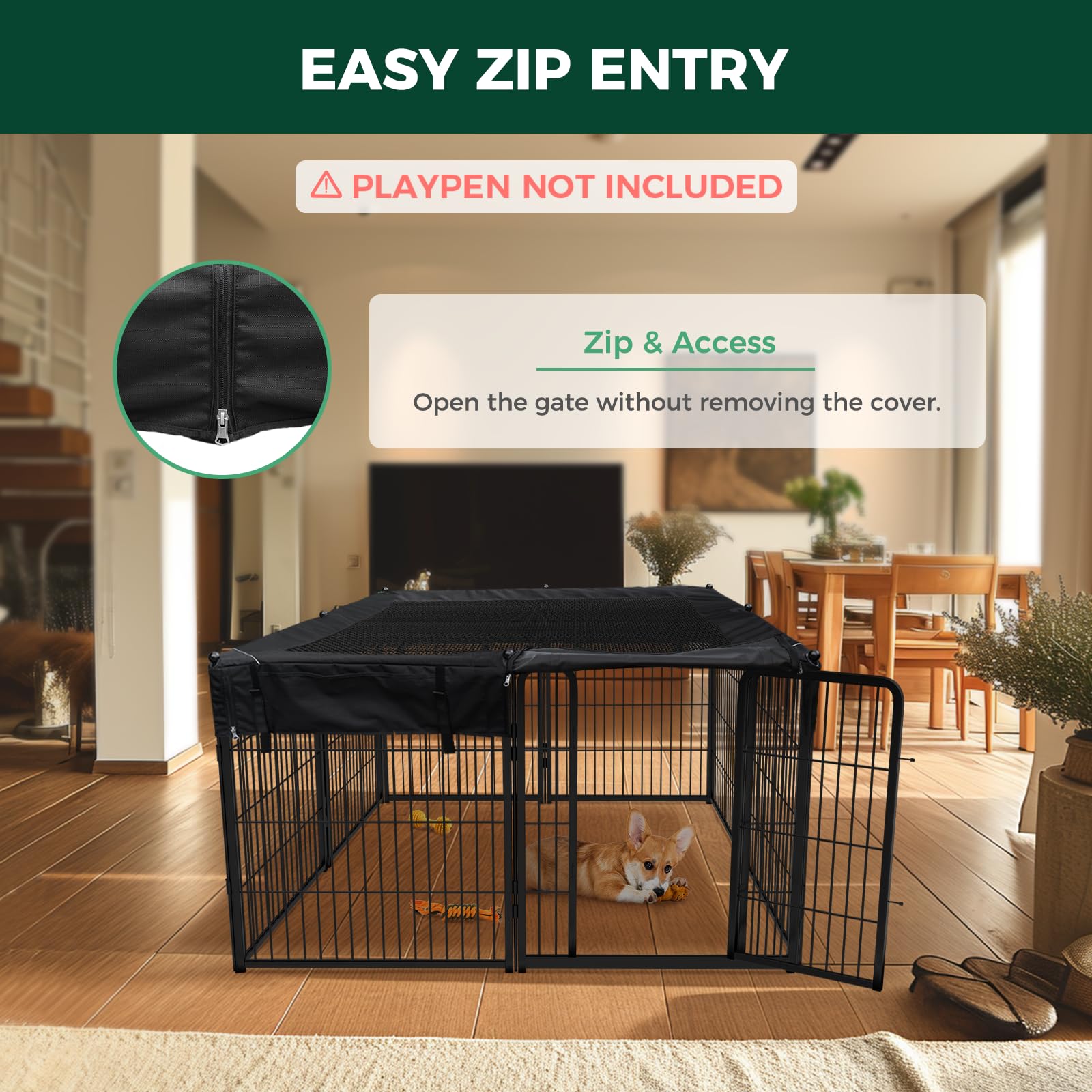 16 hooks and loops provide secure attachment to the playpen