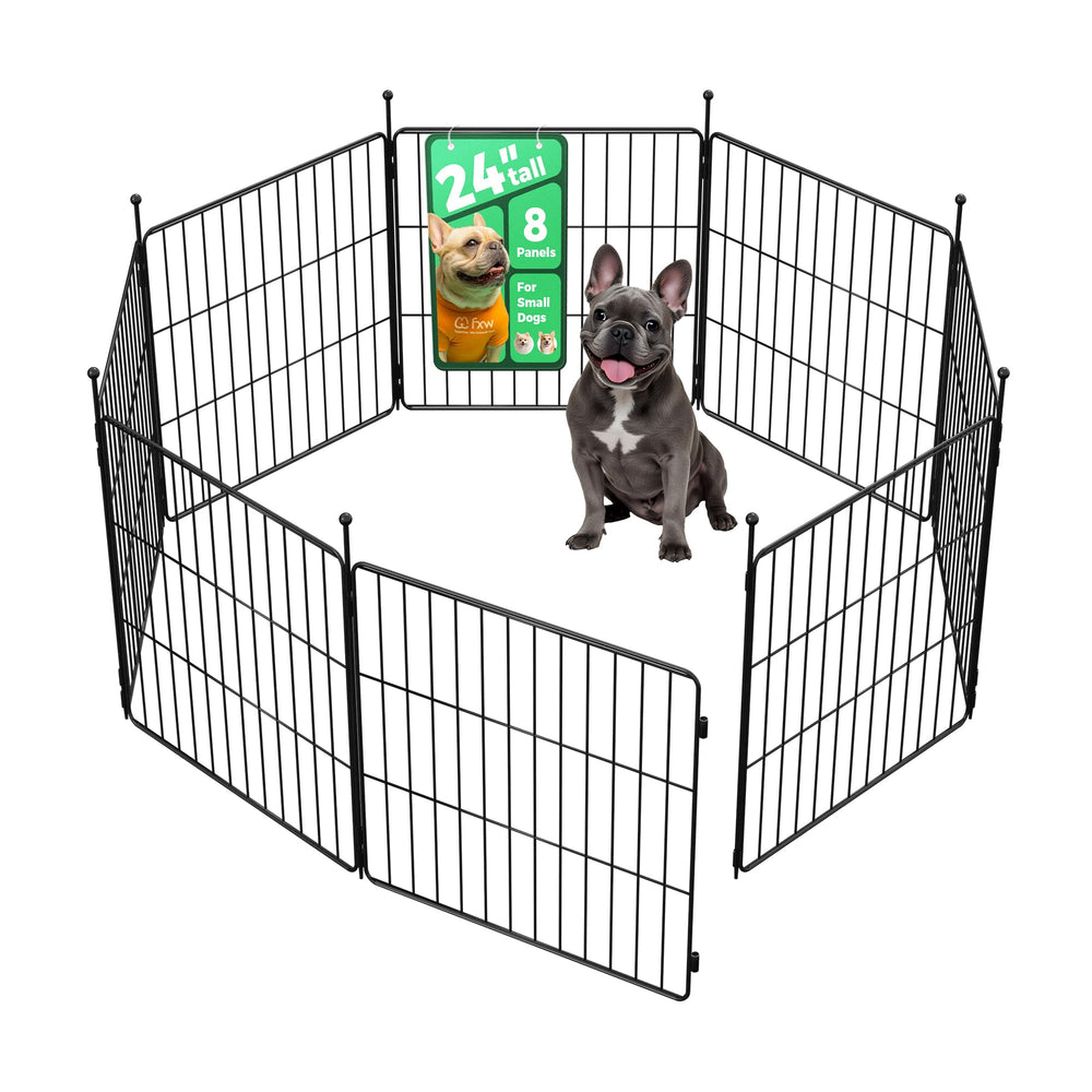 FXW MiniPaws 8-panel playpen assembled for quick indoor setup and portability.