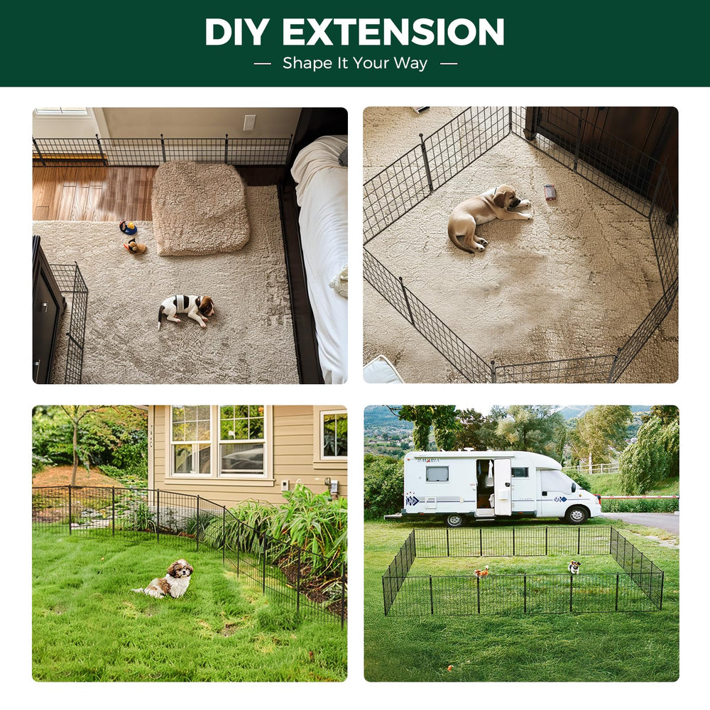 FXW MiniPaws outdoors with ground stakes for stable yard play.