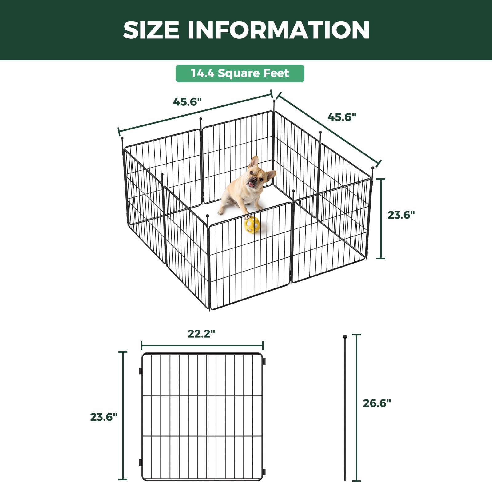 Tool-free setup with metal rods enables quick, secure puppy space.