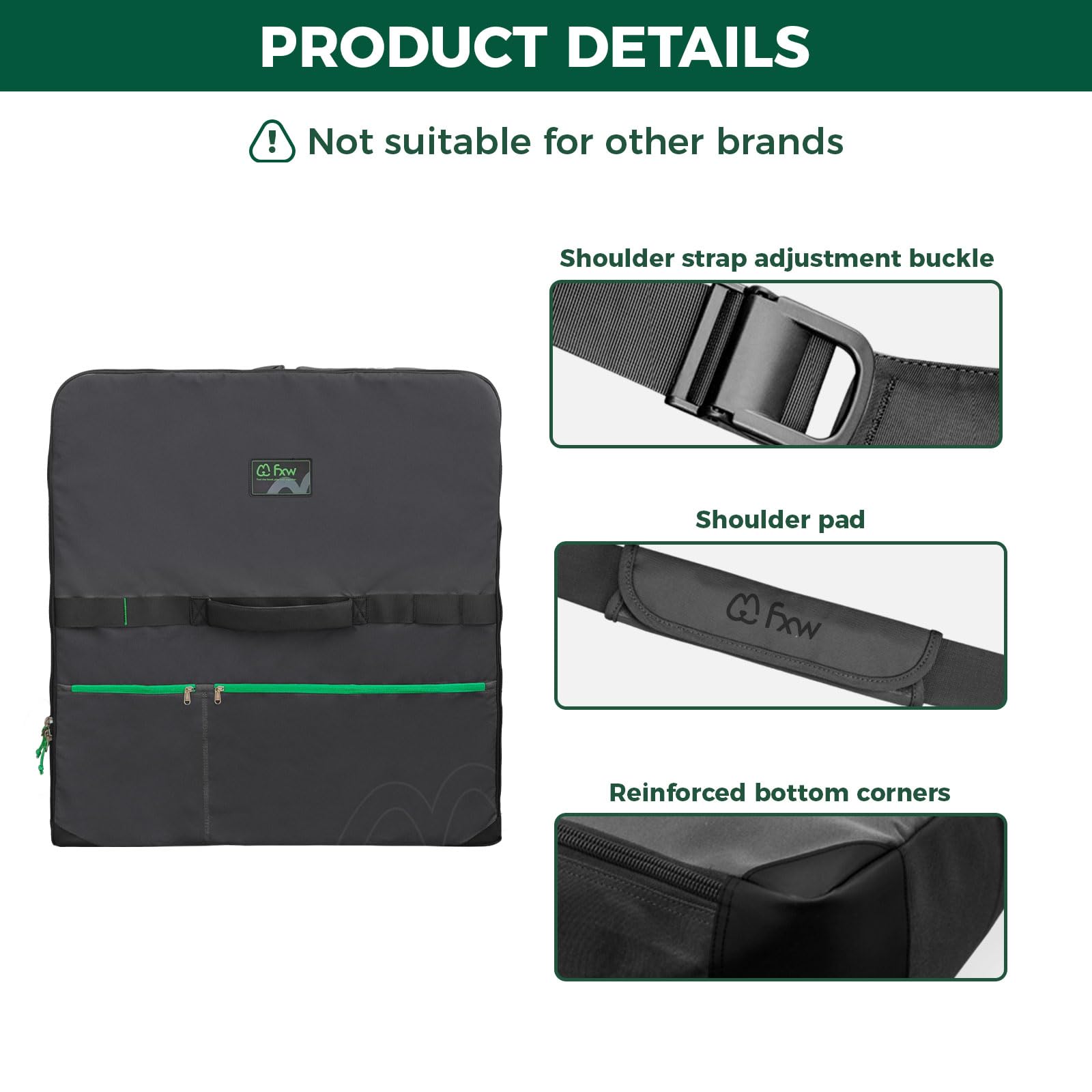 FXW bag uses wear-resistant fabric and reinforced bottom corners for durability