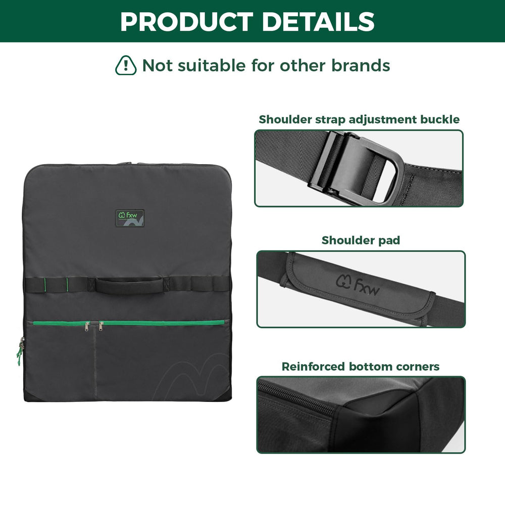 FXW storage bag shoulder strap area showing comfortable, adjustable carrying design