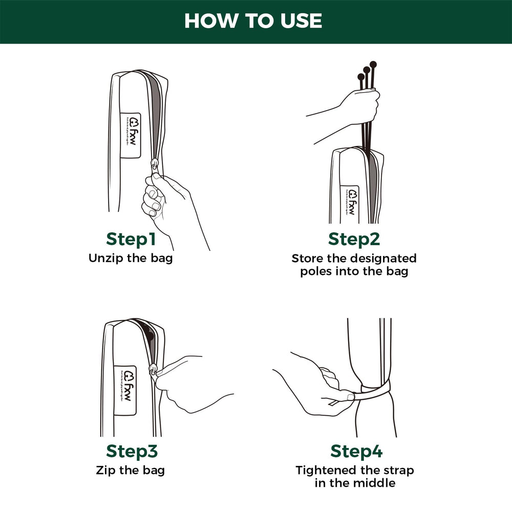 The FXW stake bag enables hands free carrying during transport