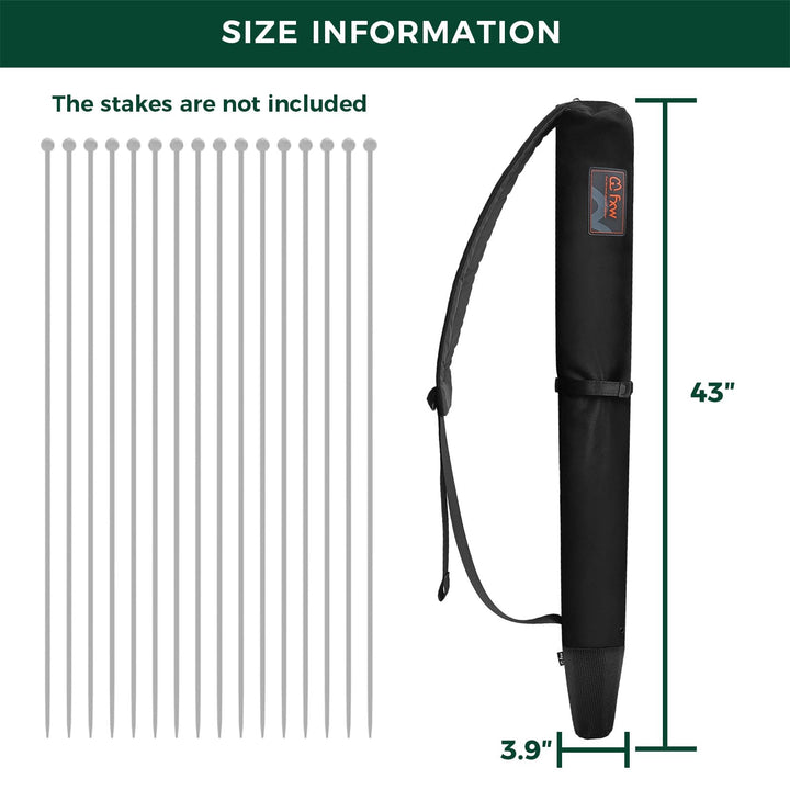 FXW stake bag made of rugged Oxford cloth protects stakes on the go