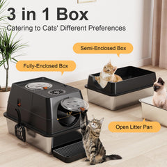 FZGhome anti-leak design metal litter box prevents urine leakage