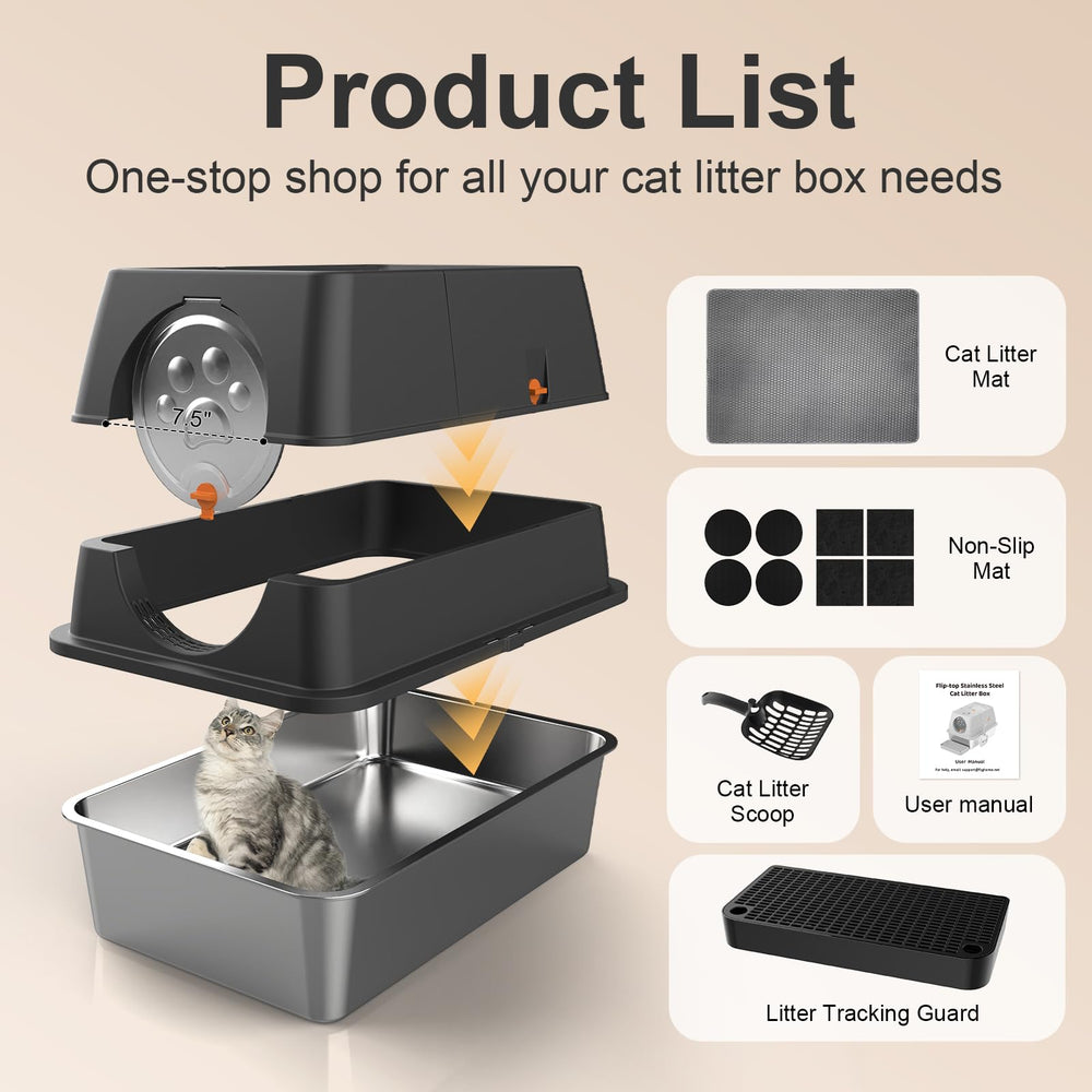 FZGhome high sides and top shield prevent litter scatter