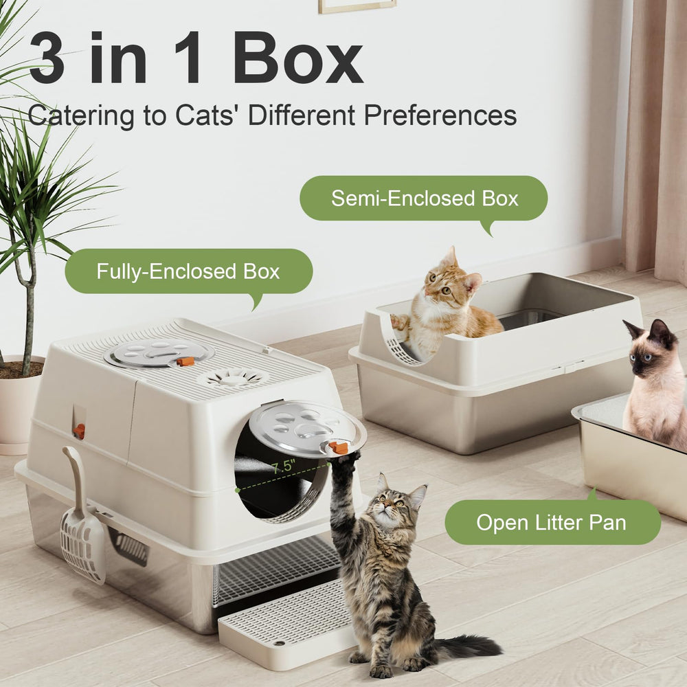 FZGhome mat inside the litter box helps protect floors from litter.