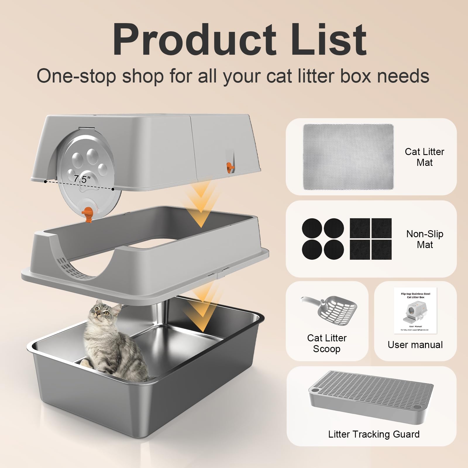FZGhome high sides and top shield reduce litter scatter during use