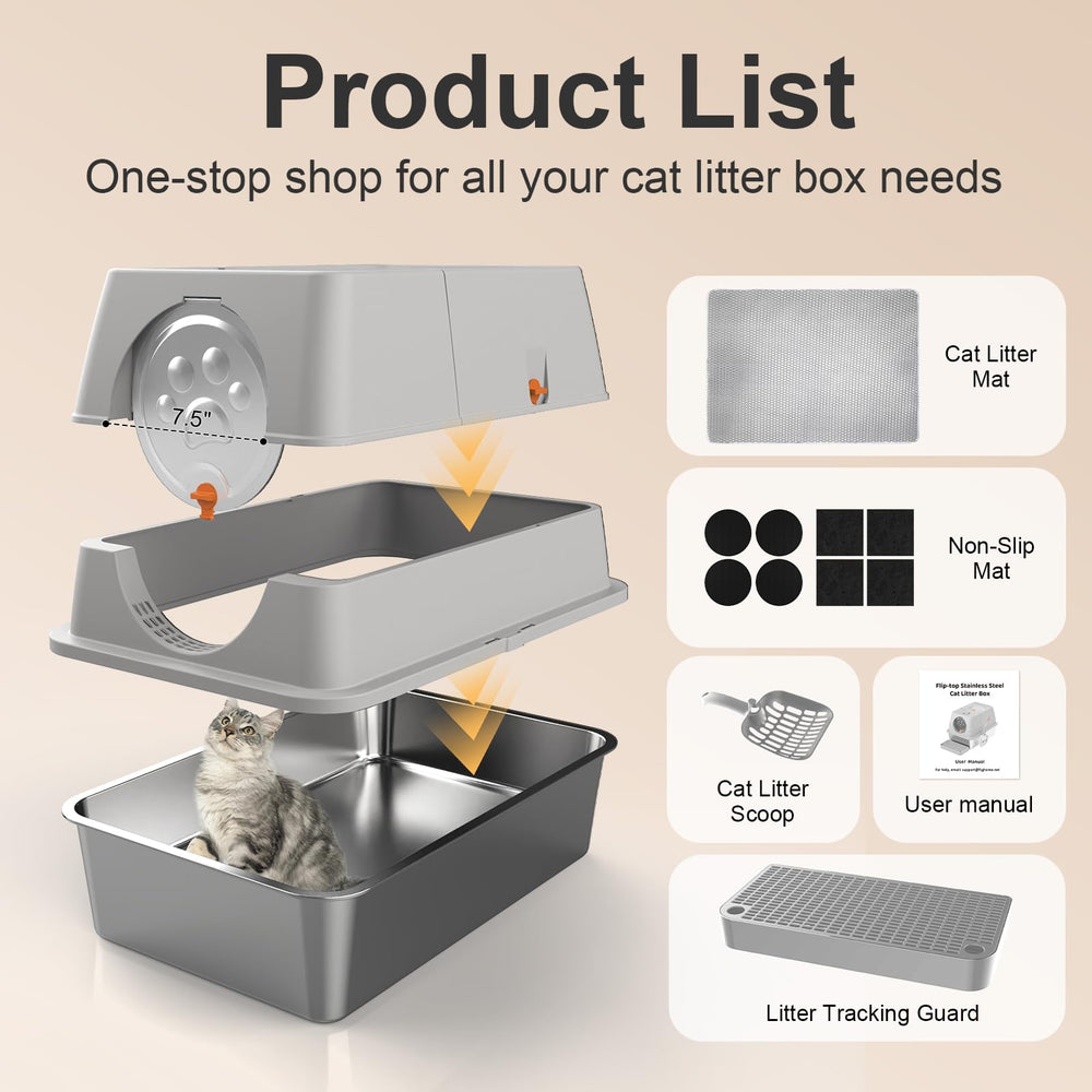 FZGhome high sides and top shield reduce litter scatter during use