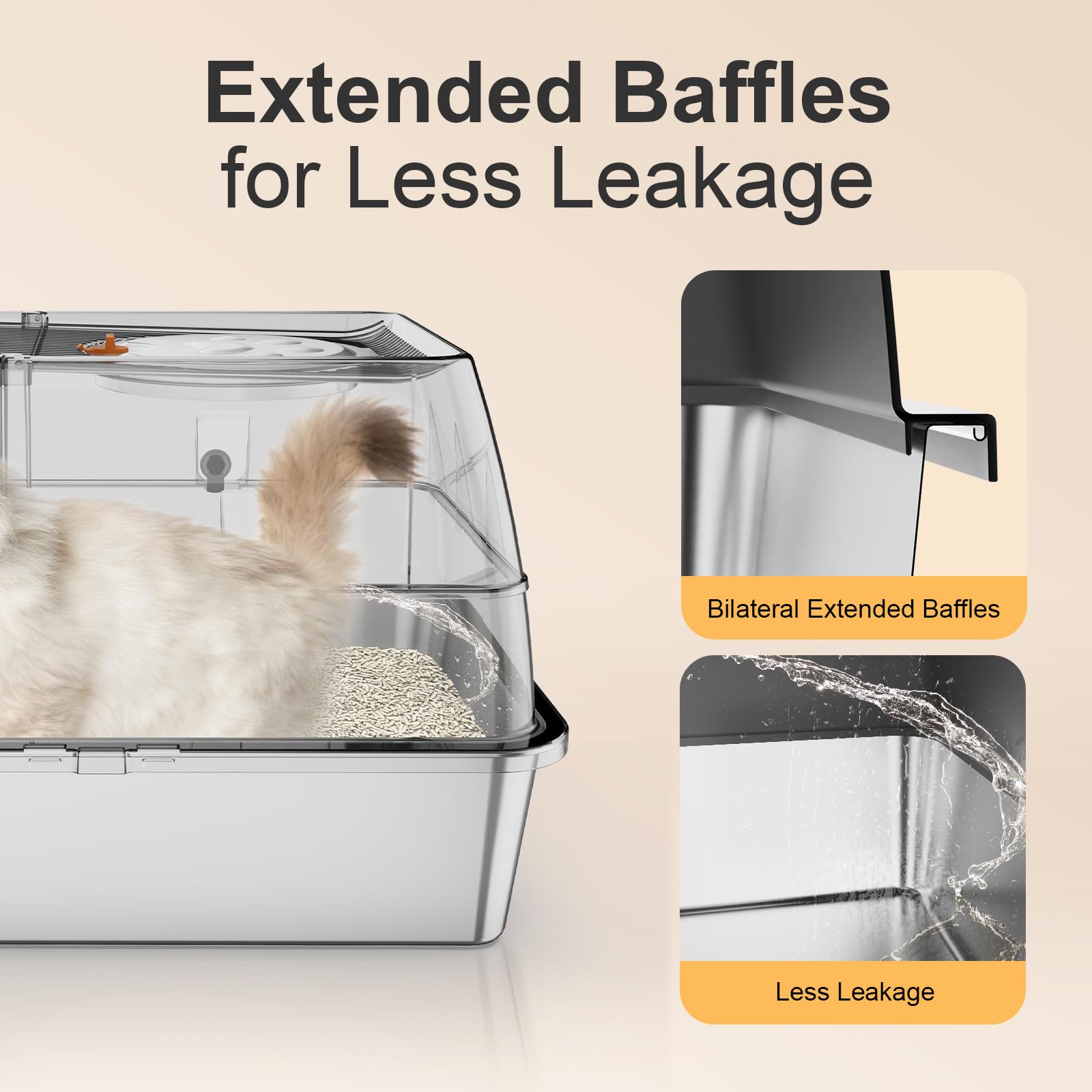Semi-enclosed setup balances privacy with easier cleanup and visibility.