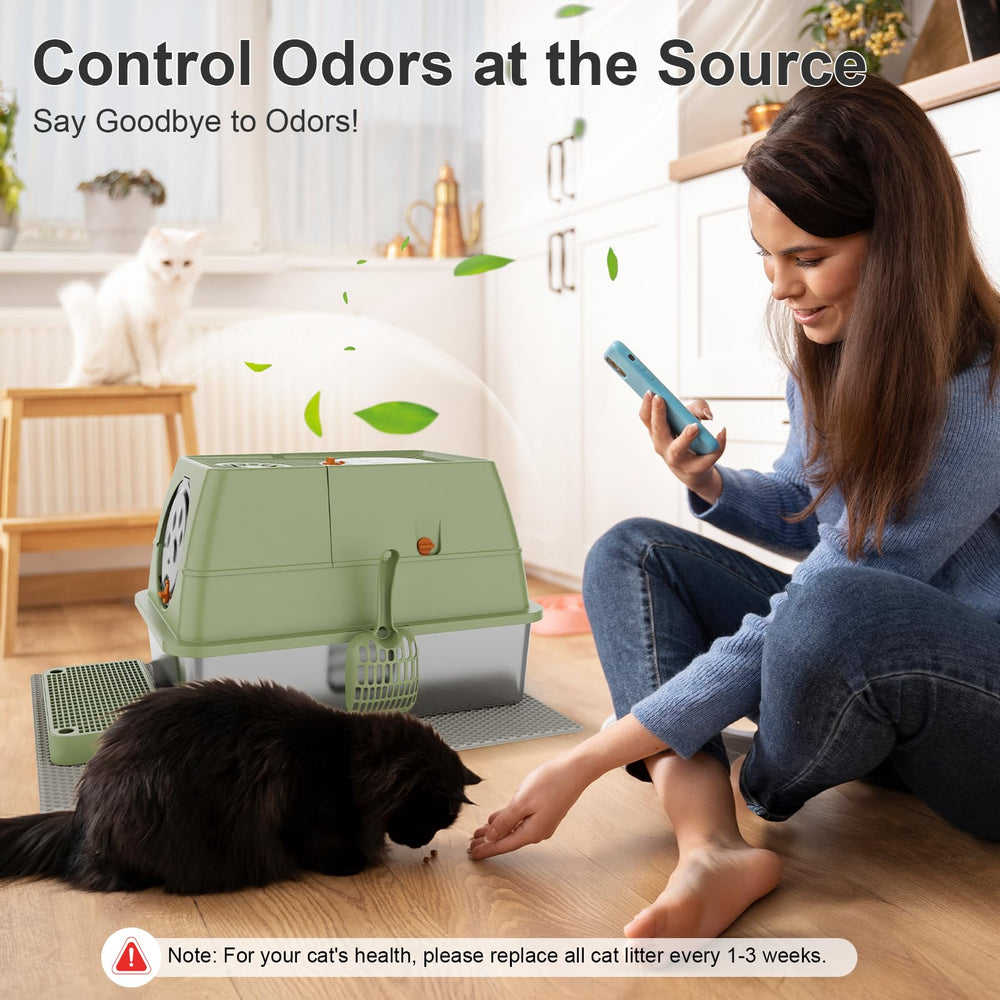 FZGhome includes litter scoop, foot pedal, and mat for convenience