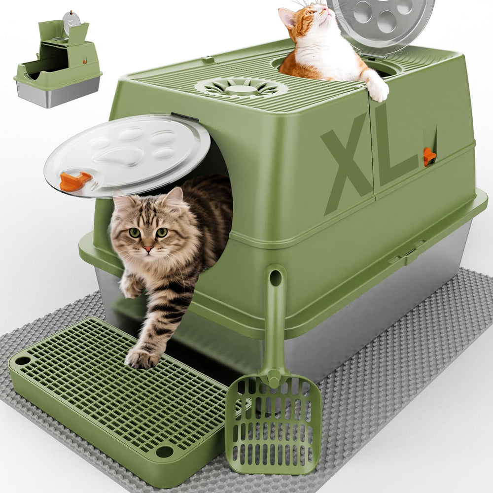 FZGhome XL top-entry stainless steel litter box for privacy and easy access