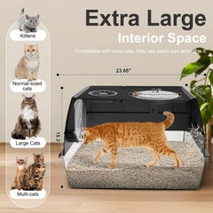 FZGhome XL stainless cat litter box with mat keeps floors clean