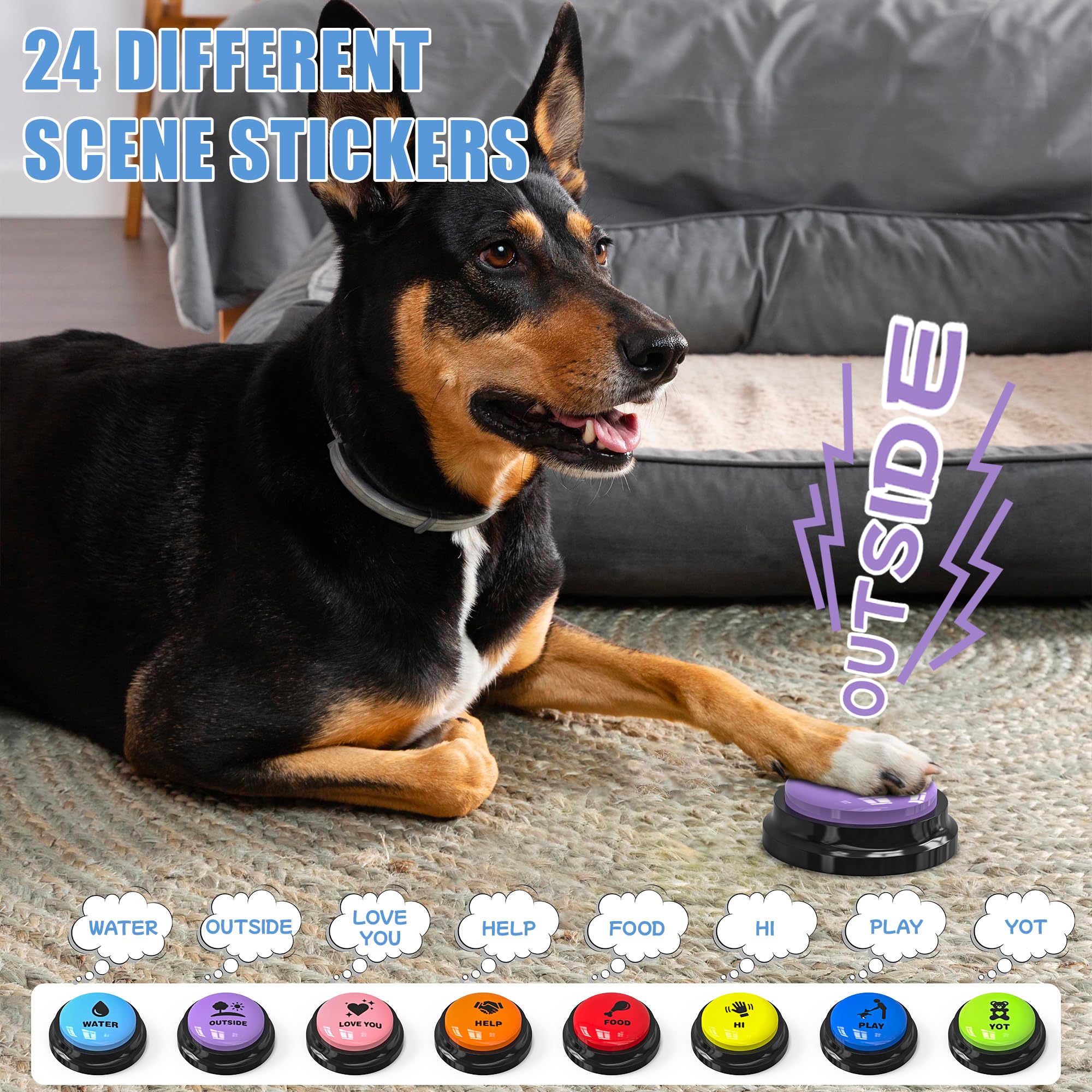Fzixvow Dog Buttons Talk battery-powered, portable setup for cordless use.